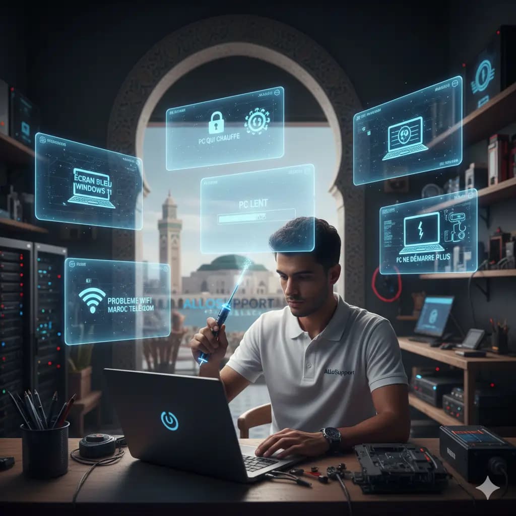 7 pannes PC courantes Maroc 2026 – solutions et dépannage Casablanca